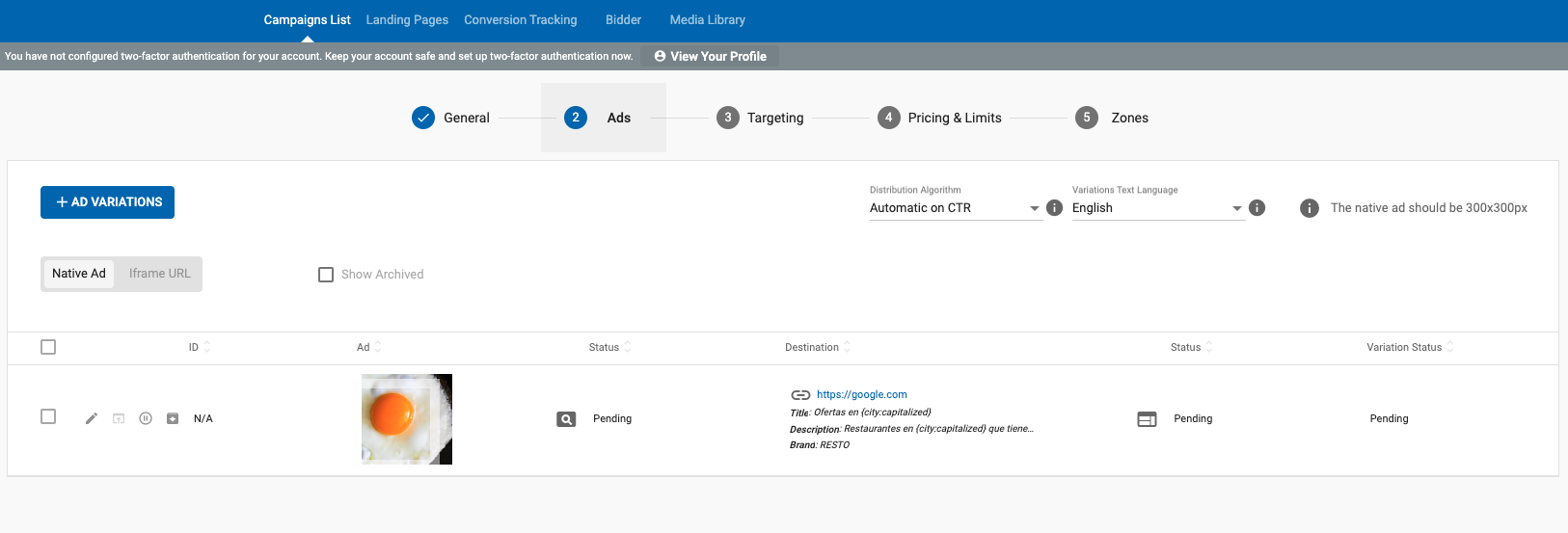 native ad optimized sizes on best native ad networks for advertisers