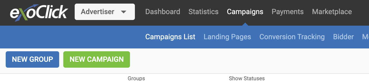 Step-by-step in the ExoClick Dashboard